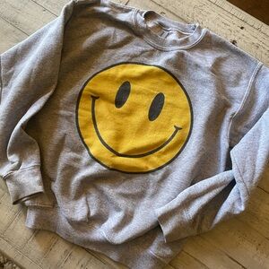 GRAY HAPPY FACE SWEATER-youth med